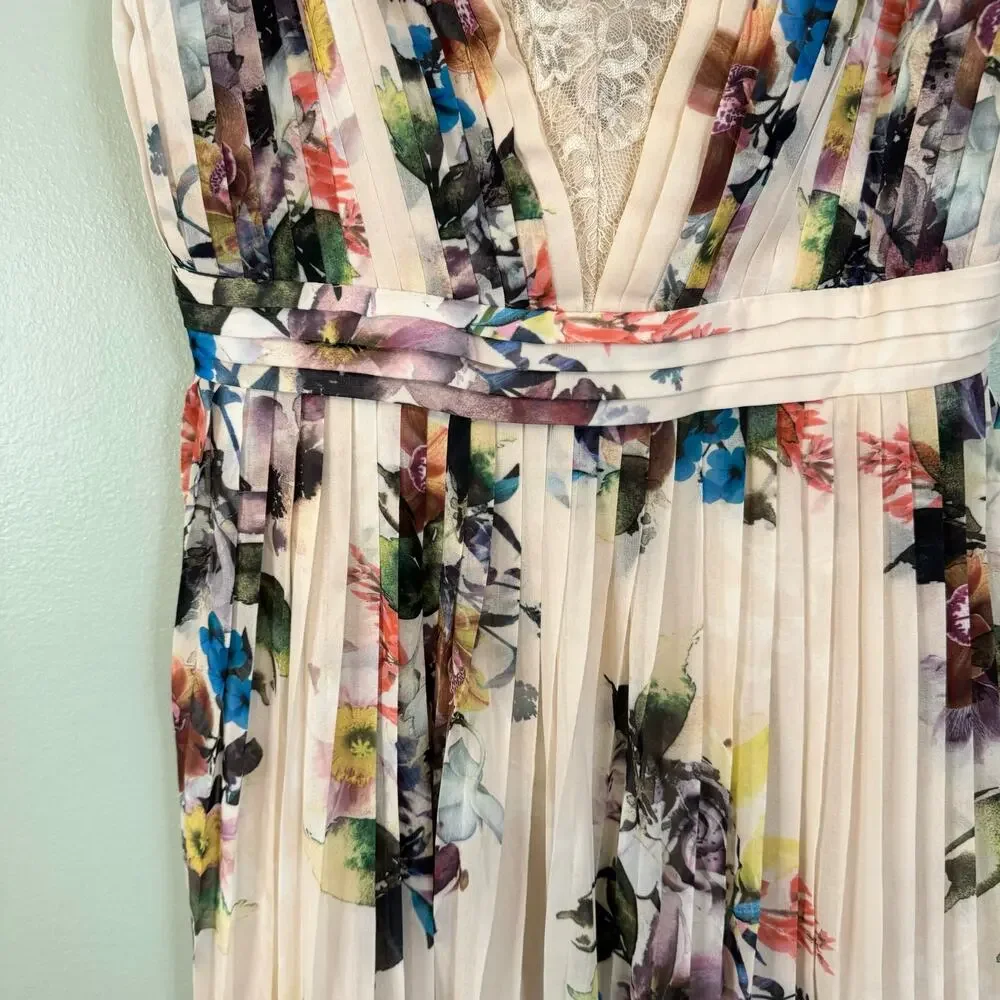 Little Mistress Maxi Dress 6 Light Pink Floral Feminine Romantic Boho Lace Trim - Picture 6 of 12